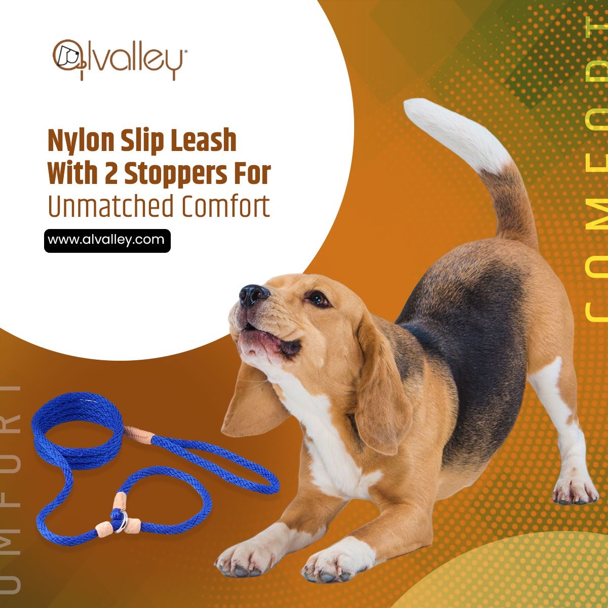 Nylon Slip Leash With 2 Stoppers-Alvalley